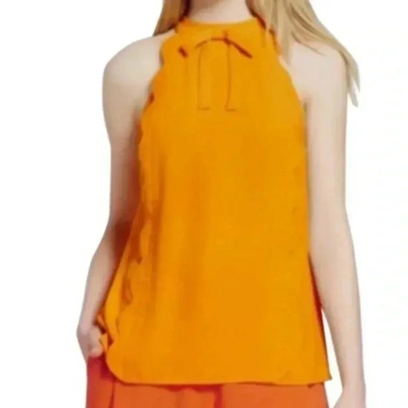 Victoria Beckham X Target Plus Sz 3X Women’s Scallop Top Marigold Yellow Blouse - Picture 1 of 9